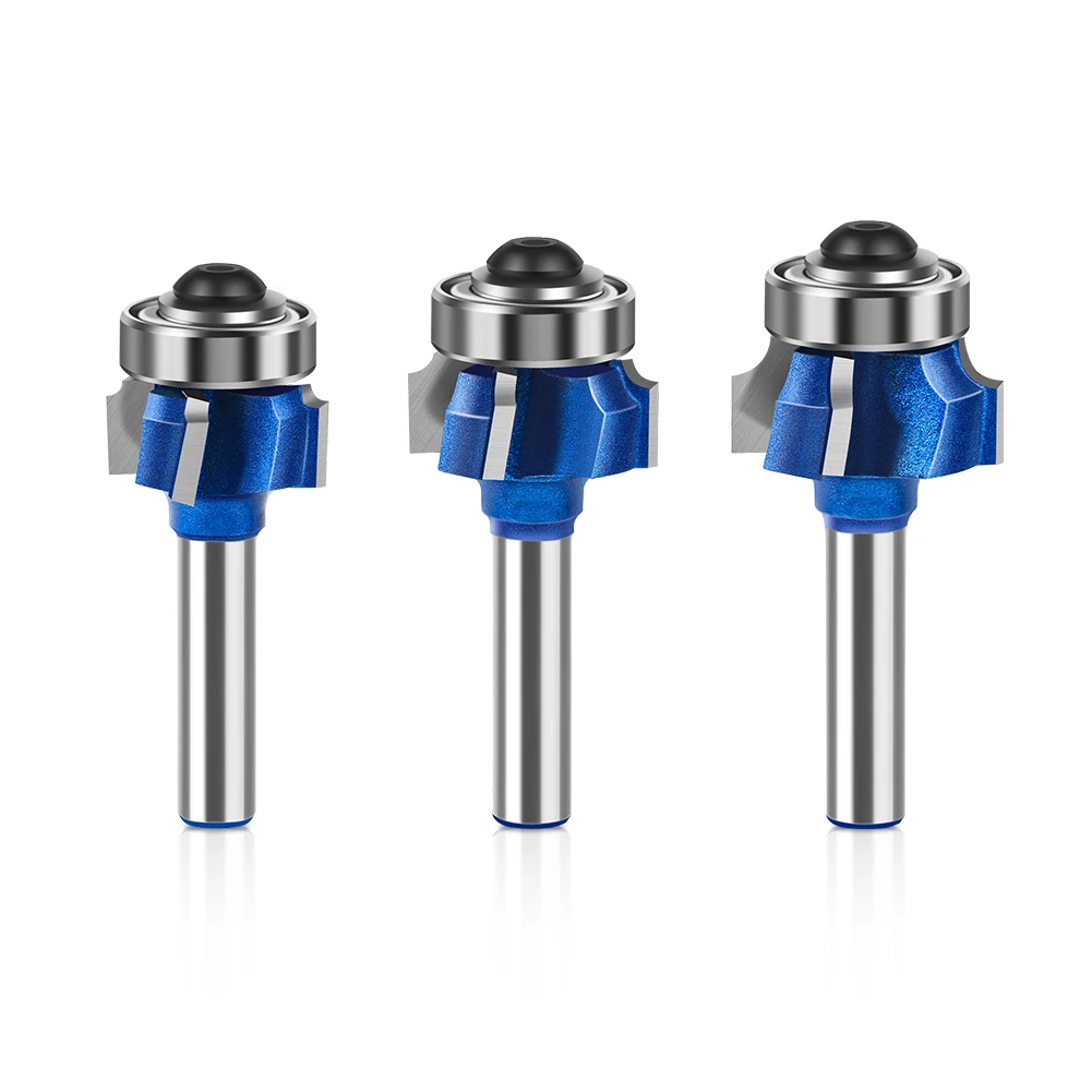 8mm 6mm 1/4inch Shank High Quality 4 flutes Router Bit Set Woodworking Milling Cutter R1 R2 R3 Trimming Knife Edge Rounded knife