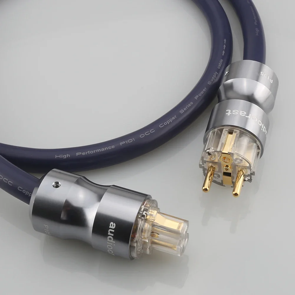 Cable de alimentación de CA de Audio HiFi, multiconductor de cobre 5N con reproductor amplificador de enchufe de EE. UU./UE, Cable de alimentación de CA