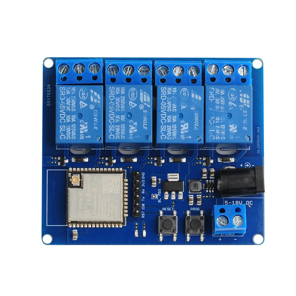 ESP32S 4 Channel Wifi Blue-tooth-compatible Relay Module Esp32-wroom-32u with 2.4G ESP8266 WiFi Antenna