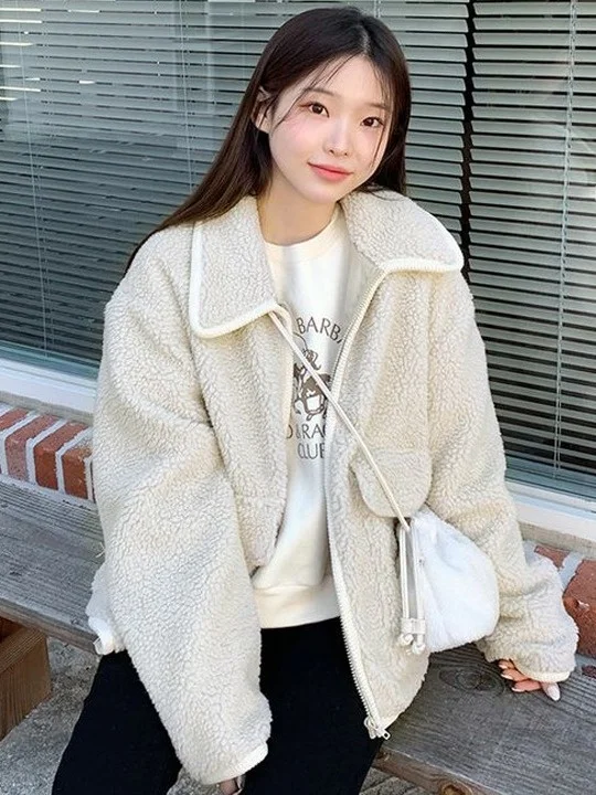 

Шикарная женская куртка из меха ягненка, свободная теплая модная антивозрастная куртка на осень-зиму, новое поступление, корейское пальто