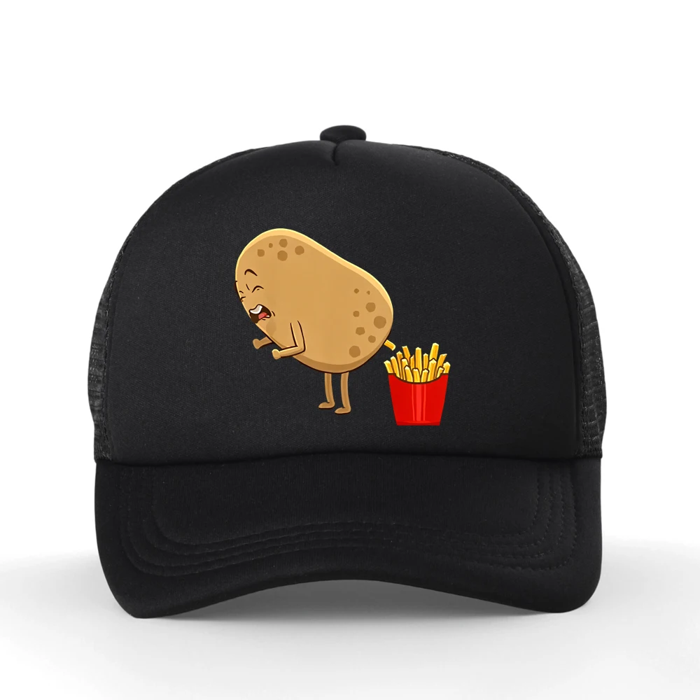 Funny French Fries Design Potato Lovers Baseball Cap Unisex Outdoor Mesh Breathable Adjustable Snapback Hat