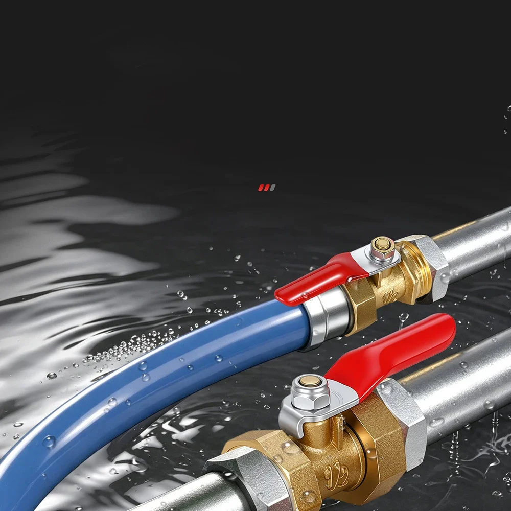 Hose-Barb Red-Handle Bleeder Valve (6/8/10/12mm) — Double-Ended Hose Shut-Off Valve; Leak-Proof, Full-Port Flow Control