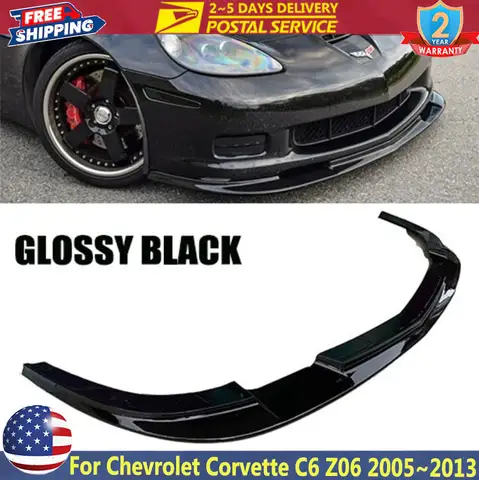 Glossy Black Front Bumper Splitter Lip ZR1 Style For Chevrolet Corvette C6 Z06 2005~2013 Front Lip Spoiler Car Body Kit Tuning