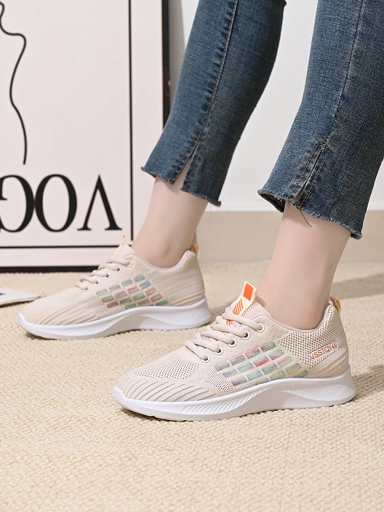Atmungsaktive Sportschuhe aus Mesh für Damen, leichte und bequeme Sportschuhe mit weicher Sohle, Damen-Schnürschuhe für Freizeitaktivitäten und zum Laufen. – Detail 14