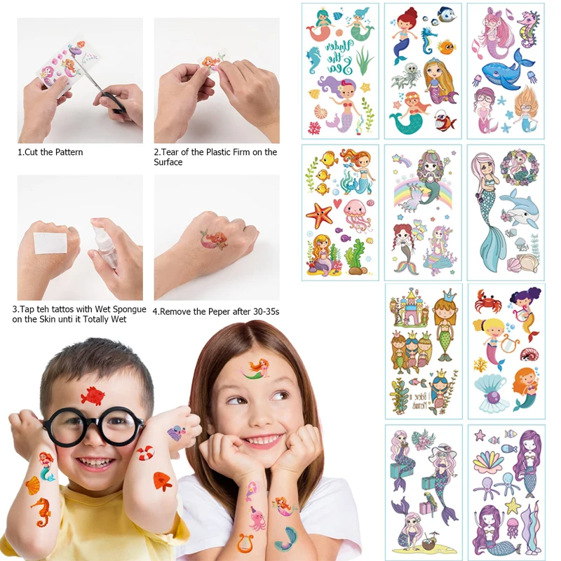 72pcs/36pcs Mermaid Party Favors Girls Birthday Pinata Filler Christmas Wedding Gifts Mermaid Bracelet Keychain Necklace Toys