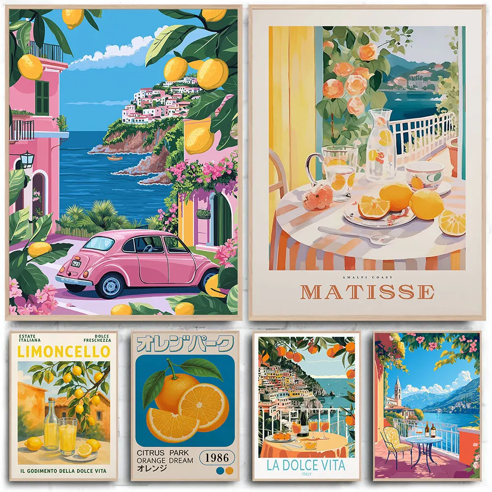 Capri Lemons Wall Art La Dolce Vita Poster Canvas Print Painting Bedroom Study Studio Living Room Home Decor