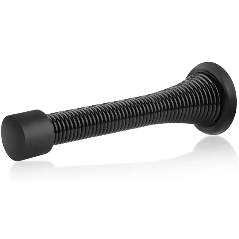 【COMELY】24 Pack Black Spring Door Stops, Flexible Spring Door Stopper With Low Mounted Black Rubber Bumper Tips