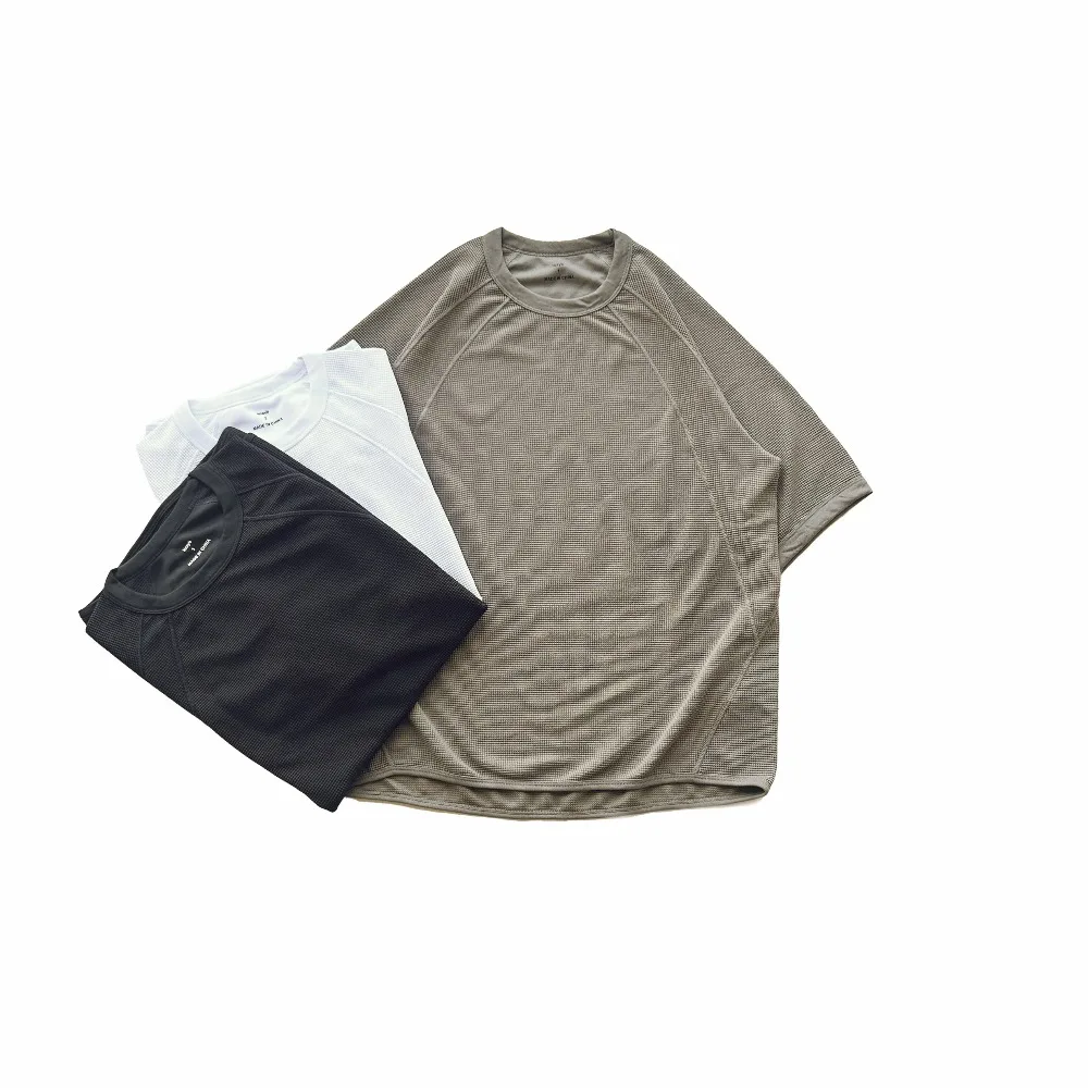 Goldwin function quick-drying perspiration three-dimensional tailoring splicing waffle crew neck short-sleeved T-shirt