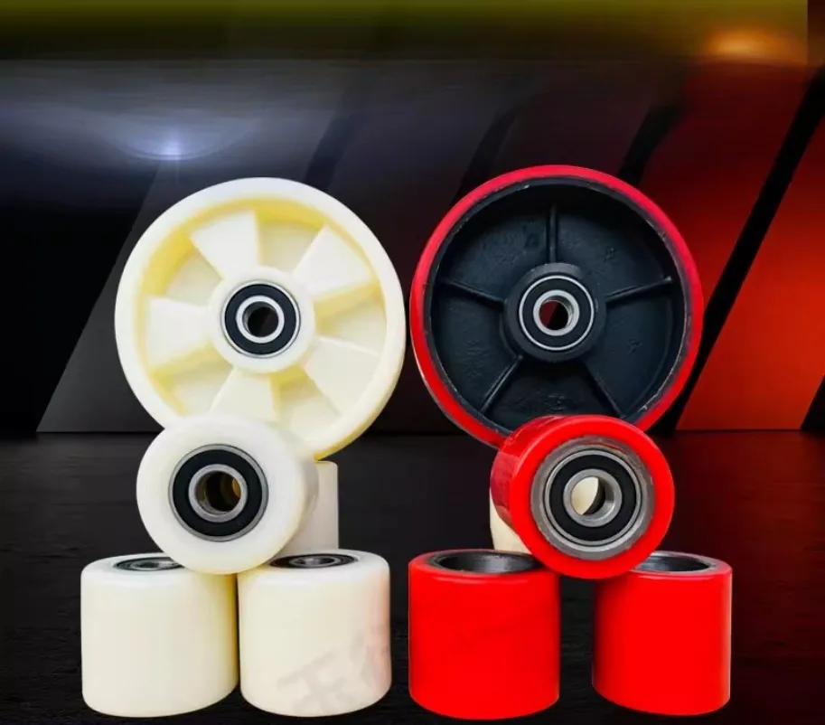 

Комплект из 2 роликовых колес для паллетной тележки с подшипниками, прочные опорные колеса для вилочных погрузчиков, колеса для грузовых тележек