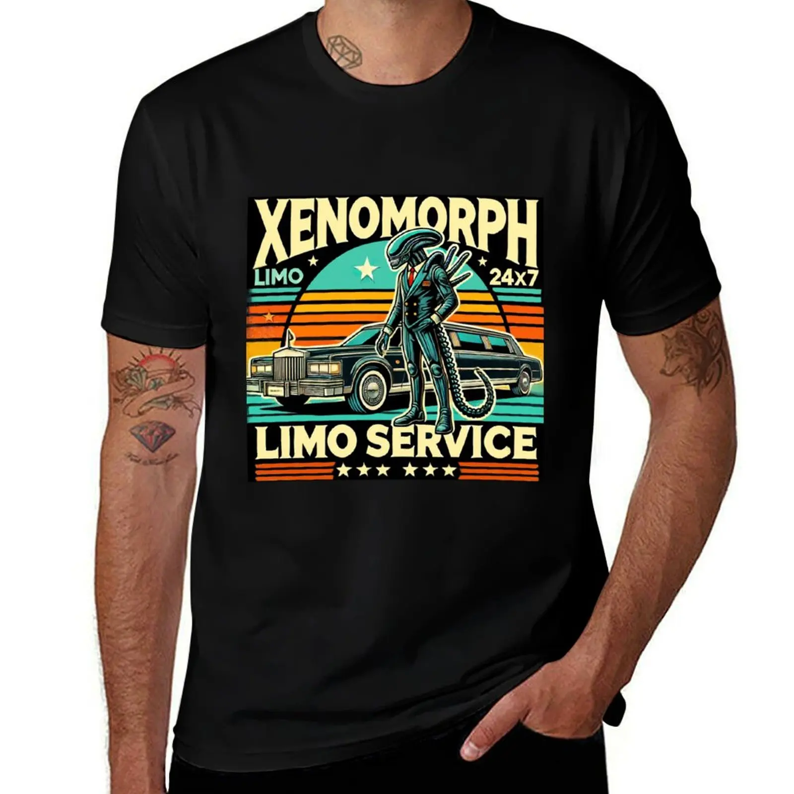 

man Limousine Alien t shirt t graphic shirts Service man Xenomorph - tees T-Shirt for cotton