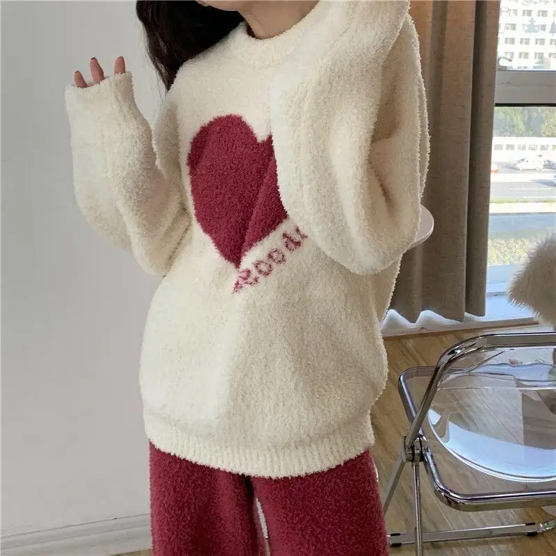 

Женская пижама из кораллового флиса: мягкий и пушистый зимний домашний комплект из двух предметов, хлопковая пижама для дома, осенняя, на заказ