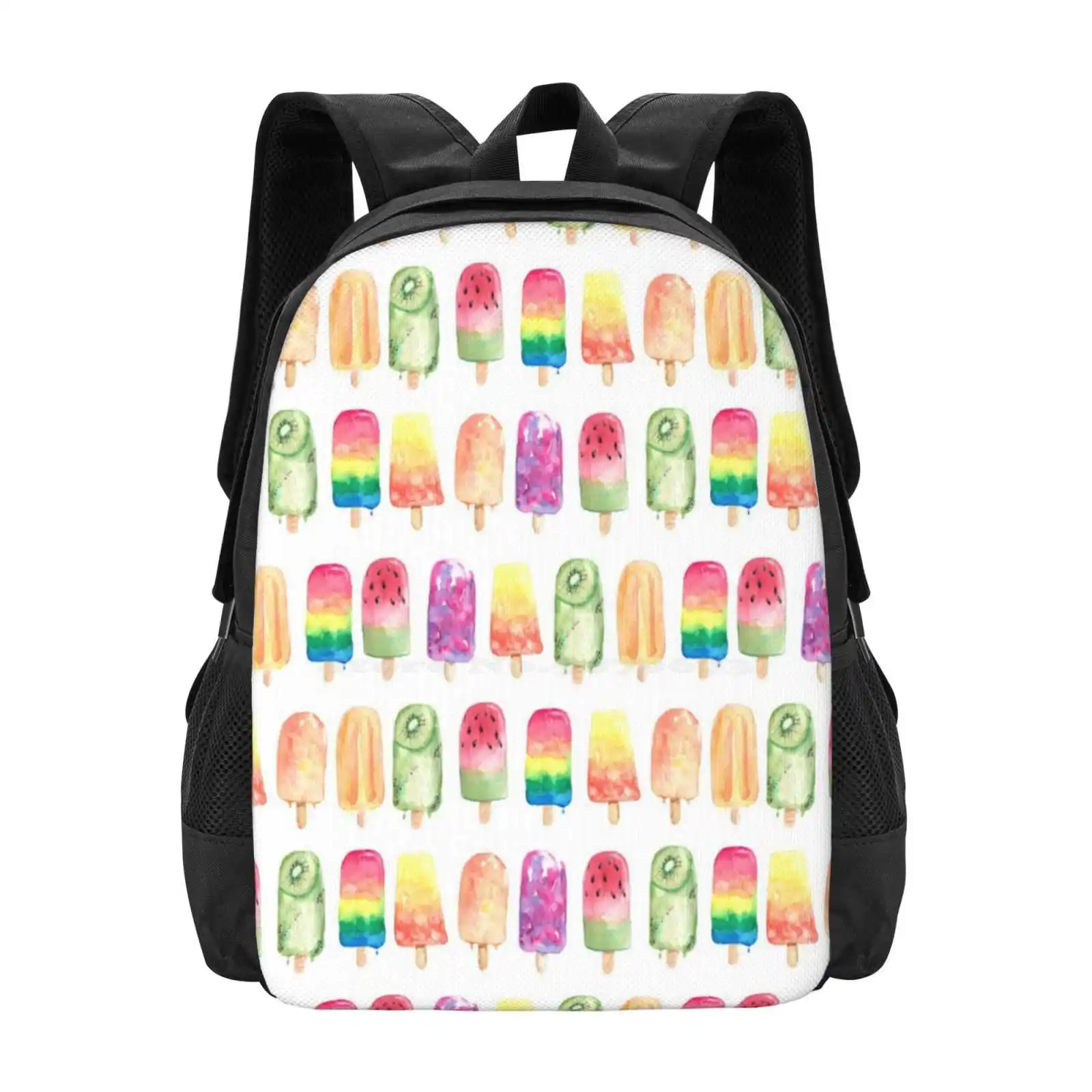 Watercolor Popsicles Hot Sale Schoolbag Backpack Fashion Bags Watercolor Popsicles Ice Cream Sticks Laptops Red Bubble For