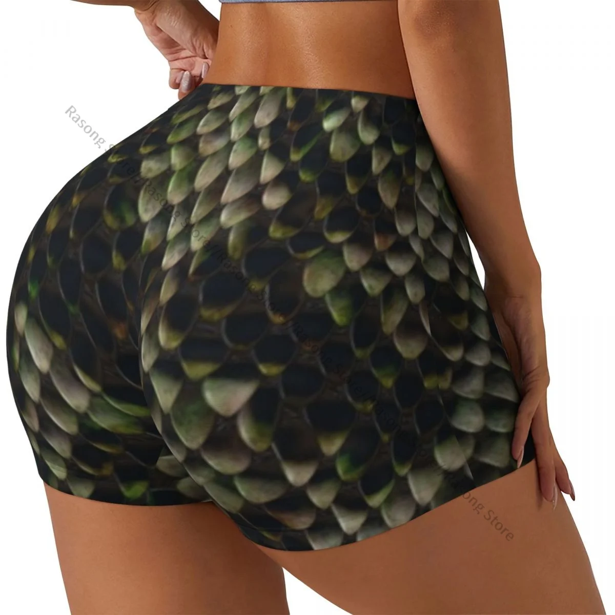 Women's Yoga Shorts Texture Of Snake Skin Scrunch Booty Butt Lifting Comfort Fitness Gym