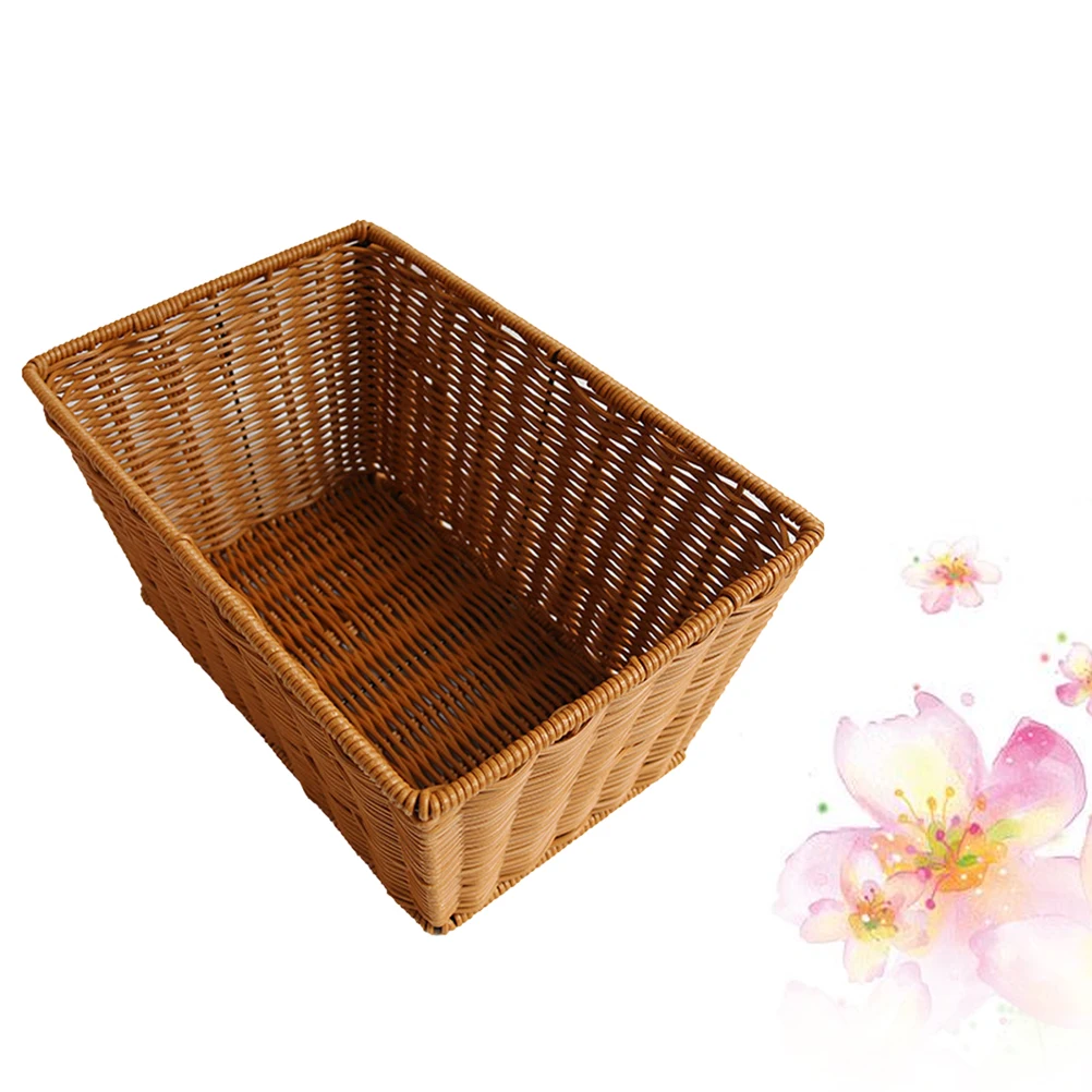 

Woven Storage Basket Rattan Plastic Fruit Vegetables Food Baskets Corrosion Resistant Sturdy Home Hotel Shop Decor