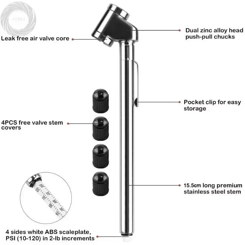 ل 10-120 رطل لكل بوصة مربعة المزدوج رئيس دقيق الميكانيكية قلم رصاص قياس ضغط الإطارات الشاحنات الهواء غيج ثنائي تشاك عجلة خدمة مدقق