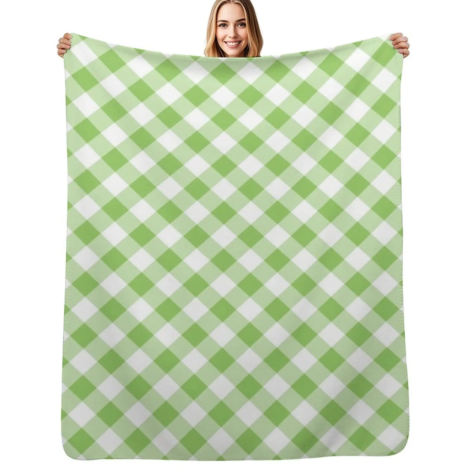 Green Gingham Check Throw Blanket warm winter Flannel Blankets For Bed Cute Summer Beddings Sofa Throw Blankets