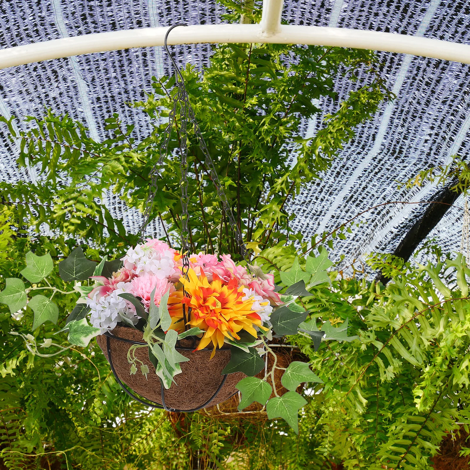 

Artificial Potted Hanging Garden Fake Flower Basket Decor Basket Outdoor Garden DecorSpringBrightColorsFlowerDecor