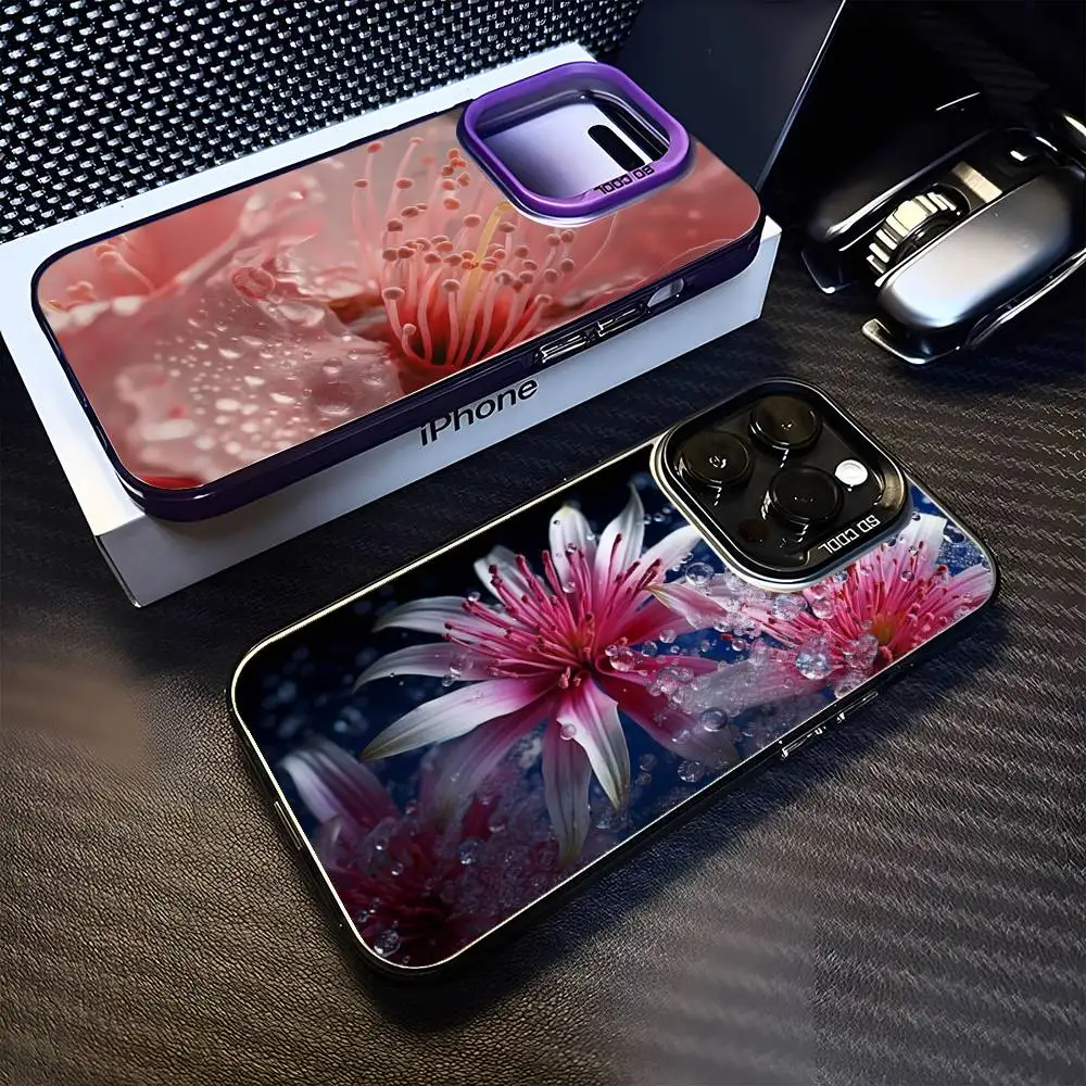 

Delicate water drop flowers Phone Case For iPhone 16,15,14,13,12,11,Mini,Pro,MAX Purple Matte Shockproof Cover