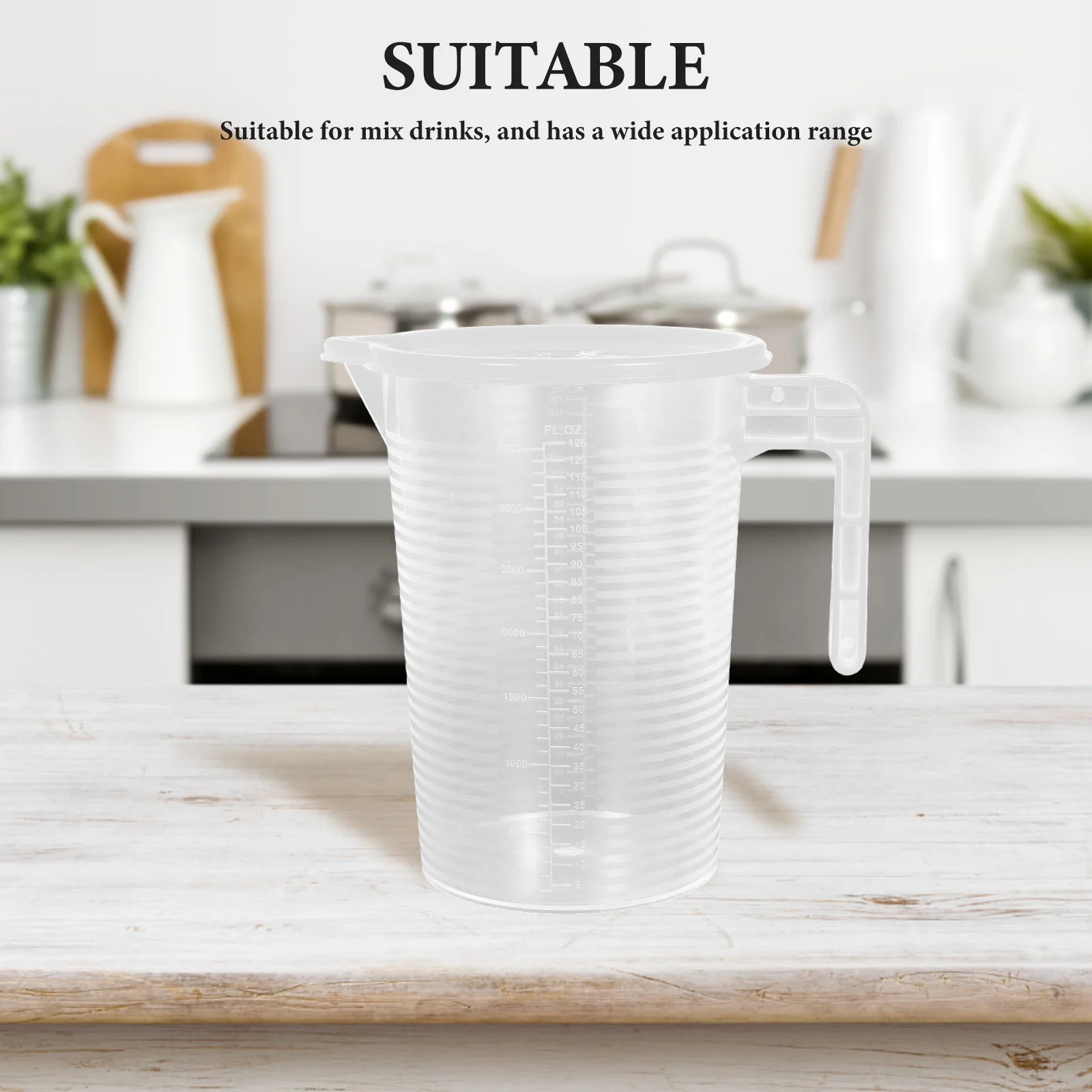 

2 Pcs Measuring Pot with Lid Cup Clear Jug Iced Tea Pitcher Transparent Plastic High Capacity