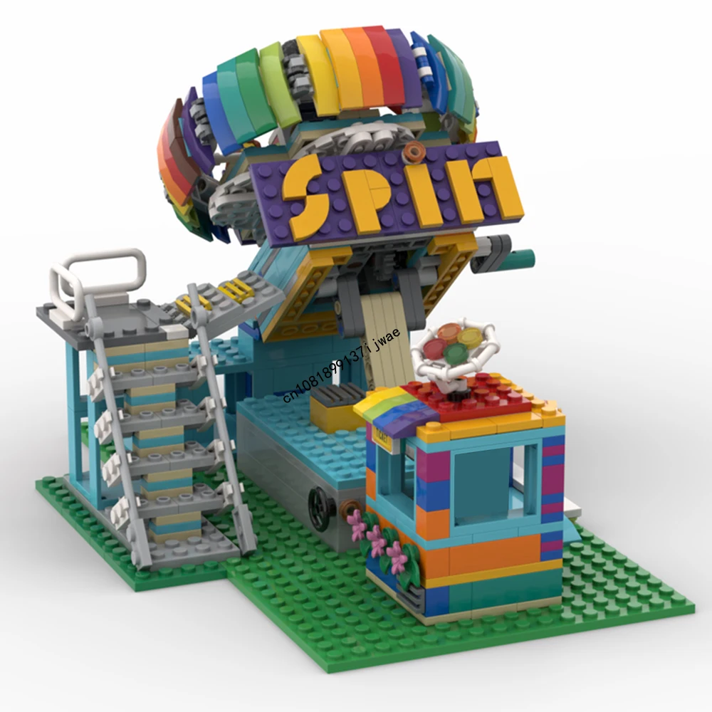 2024 City Hot Selling Street View Moc Modular Rainbow Spin Carousel Building Blocks DIY creative ideas Kids Toys Birthday Gift