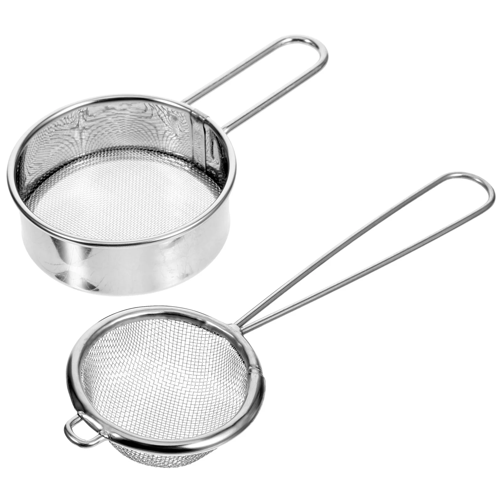 

2 Pcs Hand Held Flour Sieve Stainless Steel Fine Mesh Filter Baking Strainer Powder Duster Sifter for Flour Sugar Cocoa Easy