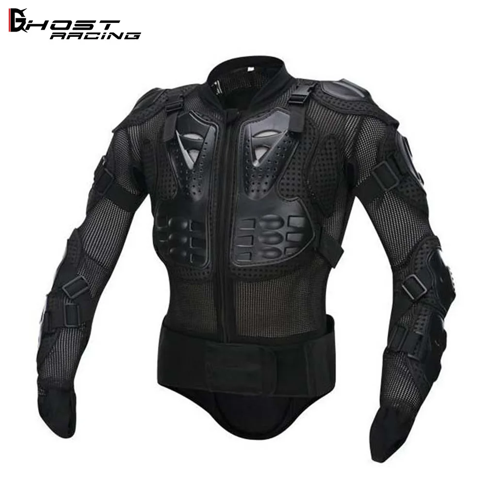 GHOST RACING Motorcycle Body Armor Jacket Breathable Mesh PE Shell Removable Back Guard Shoulder Elbow Chest Riding Gear