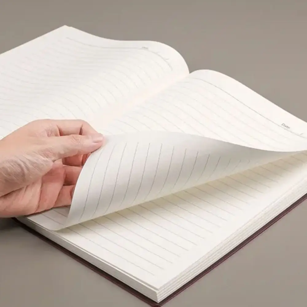 Line/Blank A4 Thick Notebook 200 Pages Horizontal Line Large Notebook Large PU Cover A4 Square Notebooks Office Meeting