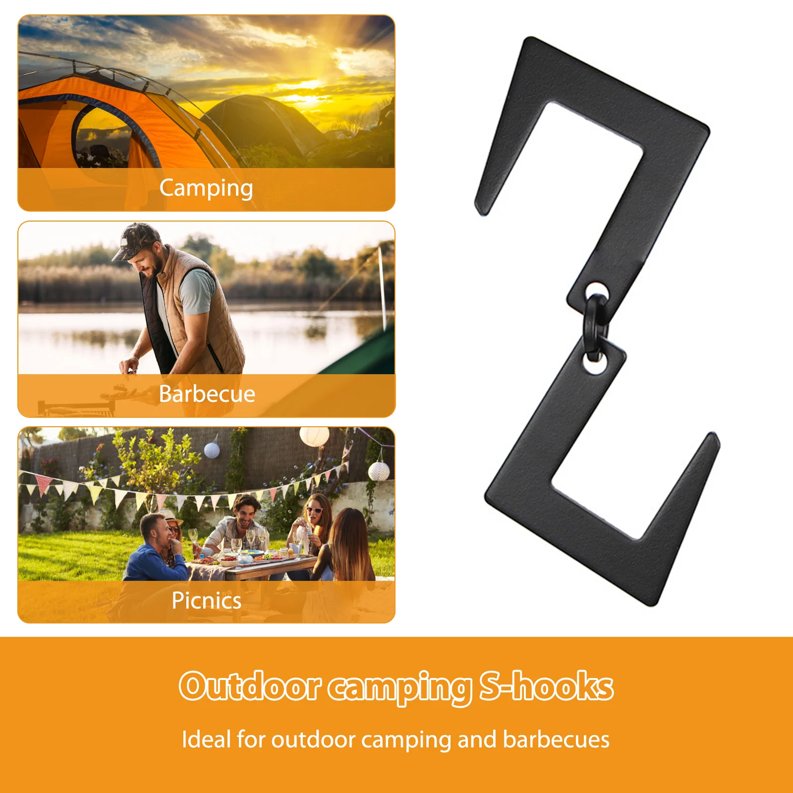 Haki do zawieszania, wielofunkcyjne haki w kształcie litery S, wytrzymałe haki do lamp kempingowych, akcesoria kempingowe na piknik, grill.