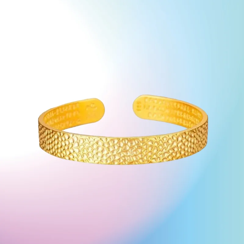 

new 9999 real gold 24K yellow gold Ancient gold hammer bracelet open bracelet