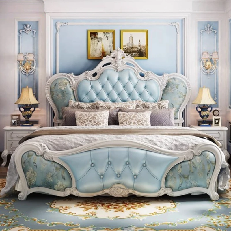 

Европейская двуспальная кровать, дизайнерская роскошная белая Современная двуспальная кровать, для хранения в спальне, Скандинавская мебель