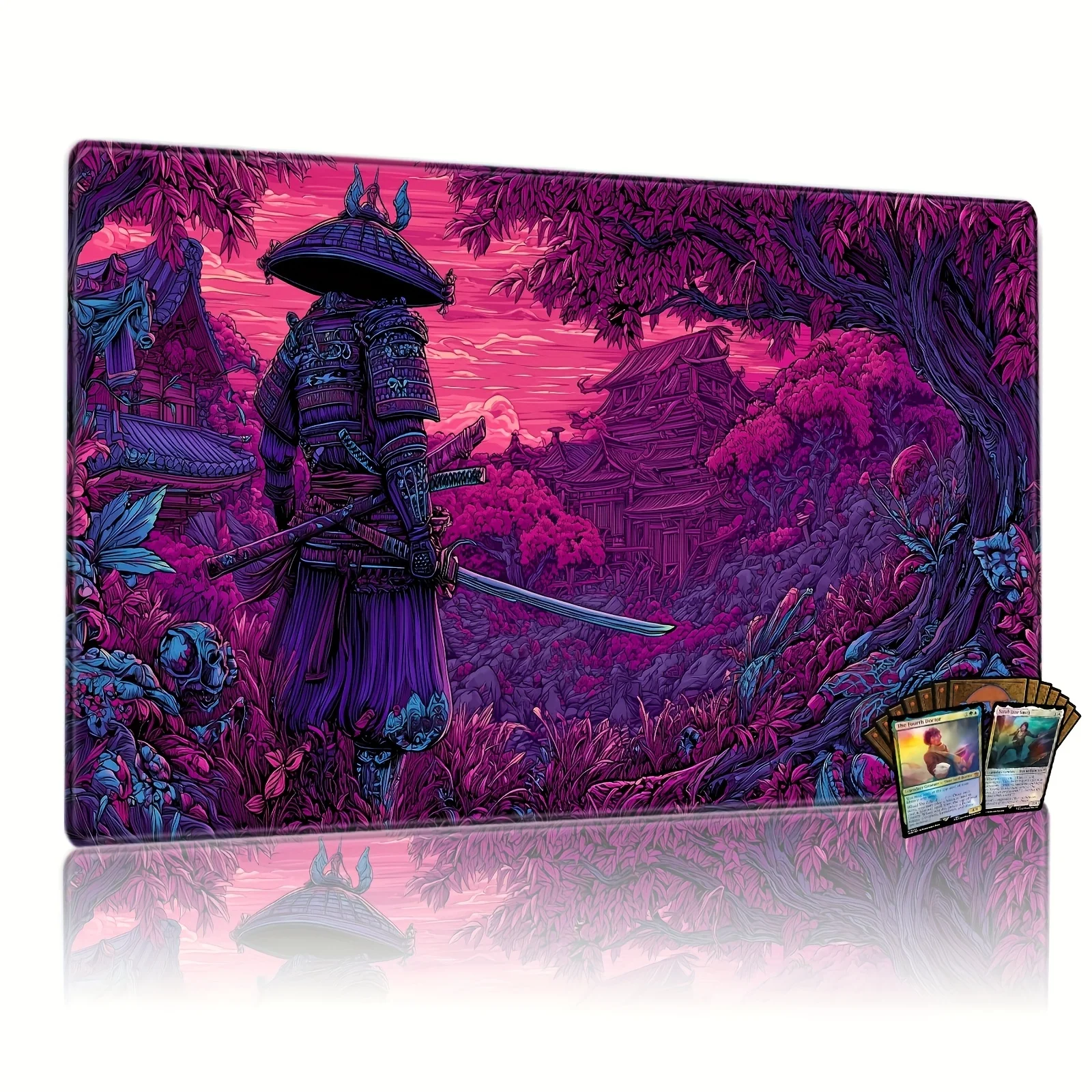 

Кибер-стиль японский самурайский дизайн MTG Playmat Волшебная карта Боевой коврик 35X60 см Настольный коврик Командир игровой коврик Tapete Magic mtg