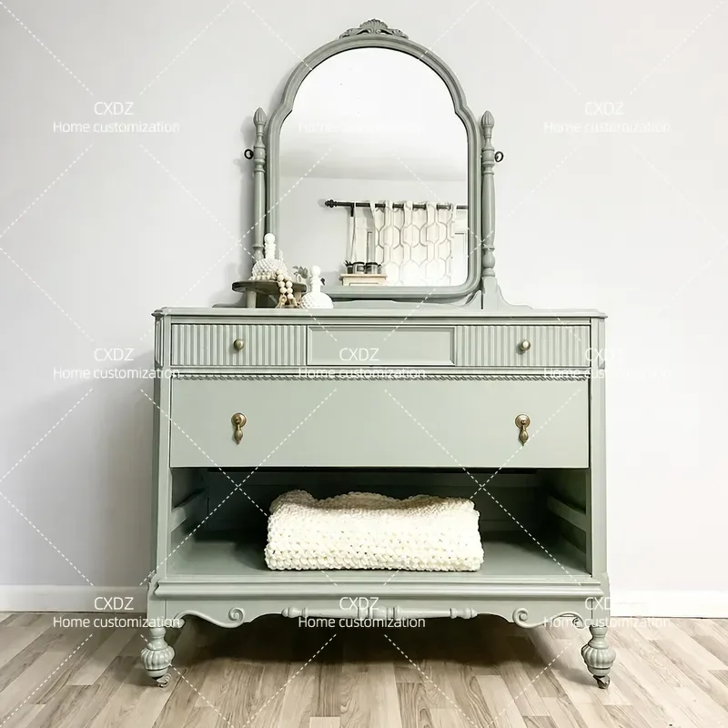 Solid Wood Dresser for Small Apartment Bedroom Simple Retro Storage Cabinet Foyer Wall Locker