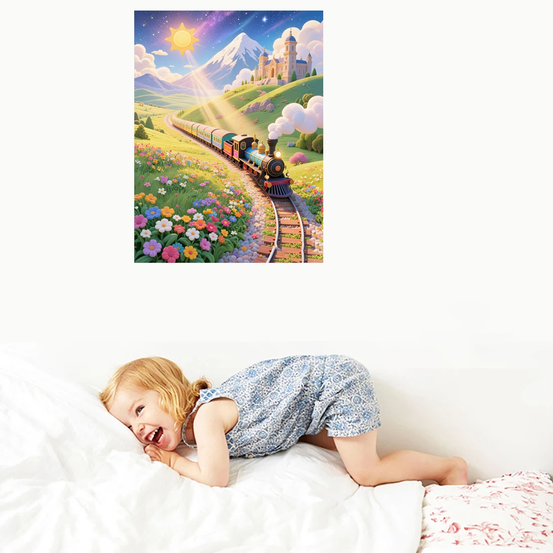 Three Ratels QHH81 Fairy Tale World Little Train Wall Stickers for Children's Bedroom Decoration