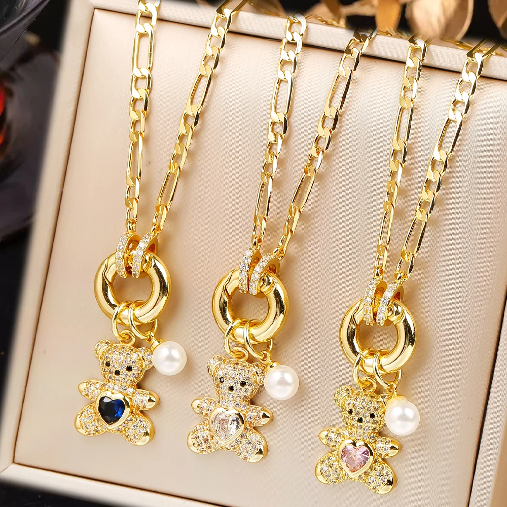Pearl Trim Chain - Hot Sale Cute Animal Bear Crystal