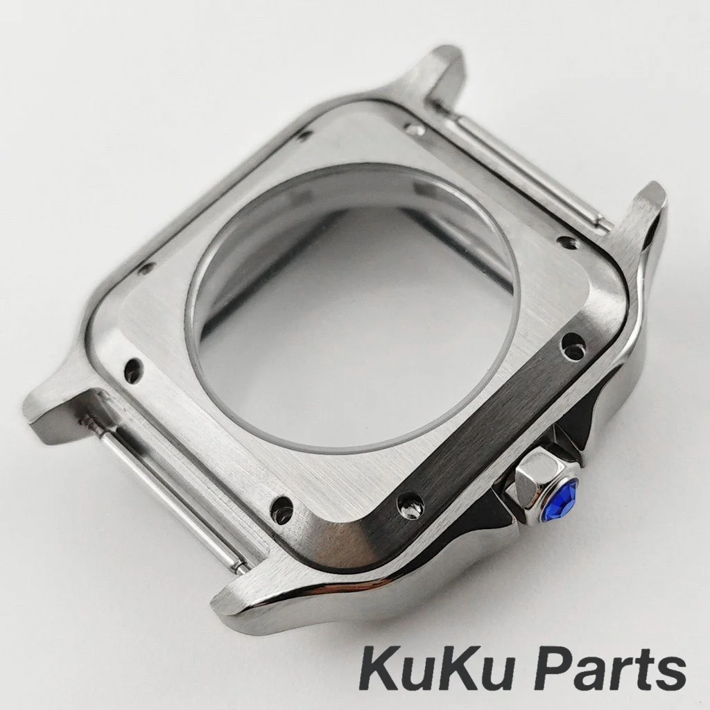 Superior Santos 38mm NH35 Watch Case Stainless Steel Square Case Santos Parts for NH34 NH35 NH36 NH38 Movements For 27mm Dial image 5