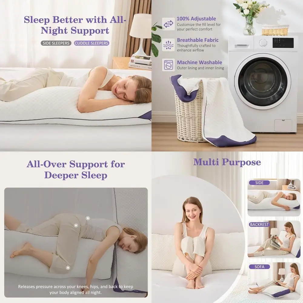 

Supportive Cooling Memory Foam Pillow with Washable Cover, Ideal for Side Sleepers, 20x52