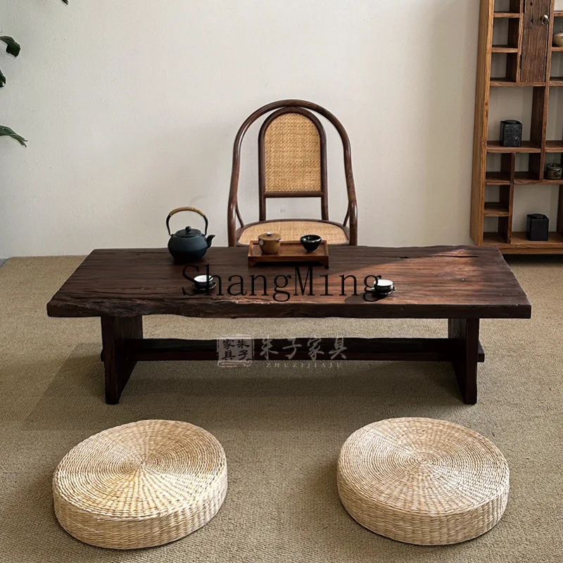 

CL custom wabi-sandy wind solid wood coffee table rectangular table living room short few homestay tea table household