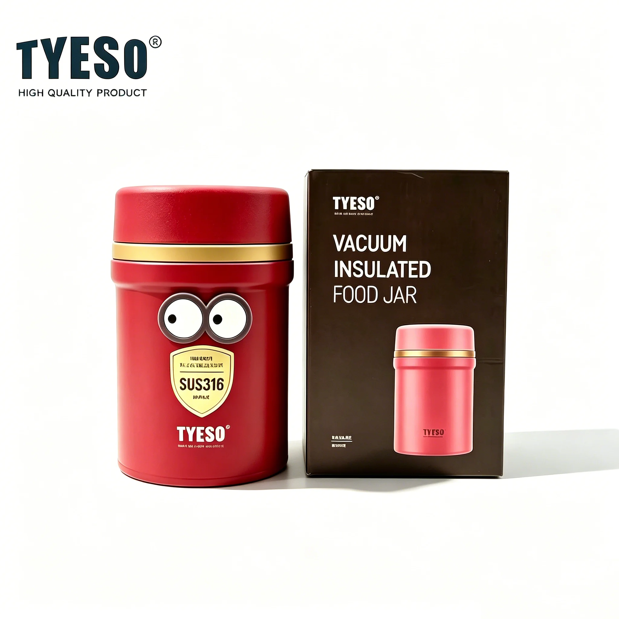 

Tyeso Thermoses With Eye Stainless Steel Insulated Water Bottle Thermal Food Jar Vacuum Box Portable for Hot Cold Meals Unisex