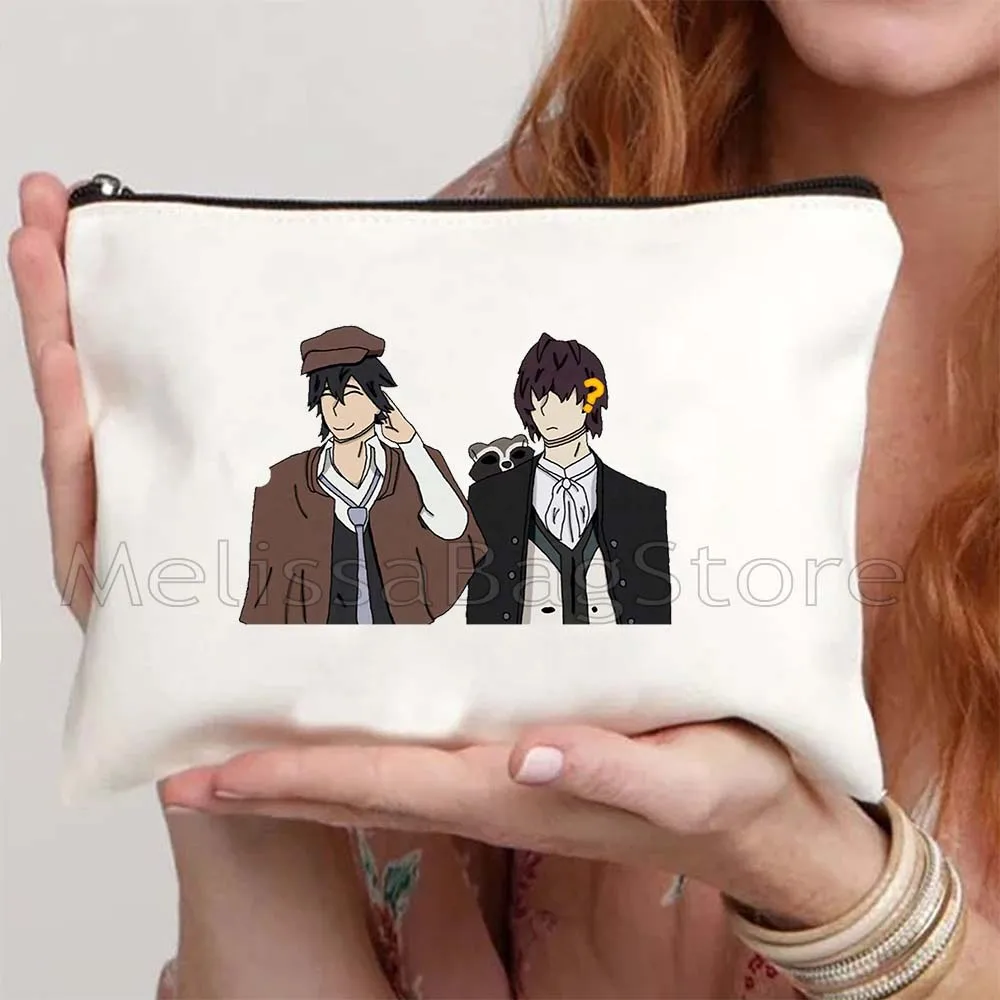 Cute Anime Bungou Stray Dogs Kenji Naomi Ranpo Dazai Chuuya Bunny Himiko Gifts Canvas Cosmetic Bag Makeup Toilet Bag Case Pouch