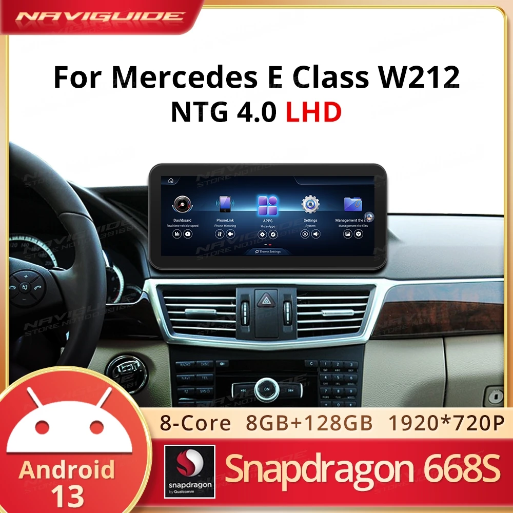 NAVIGUIDE Android13 For Mercedes E Class W212 NTG 4.0 System Wireless Carplay Android Auto Intelligent Car Multimedia Player DSP