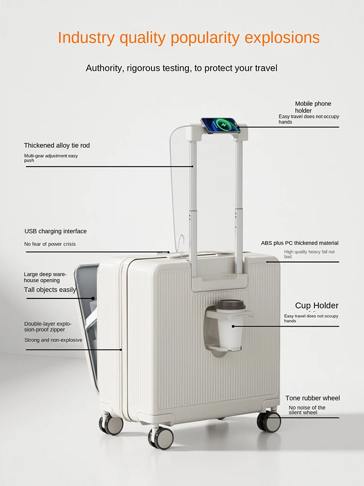 Koper Kabin Multifungsi 2025 Model Baru Ukuran Kecil dengan Bukaan Samping 18/20 inci, Koper Perjalanan dengan Ruang Penyimpanan Besar dan Dalam