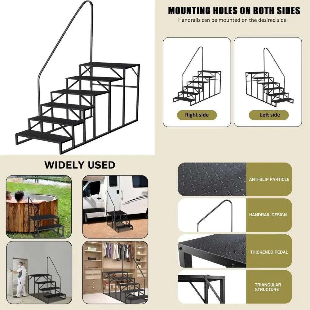 Robuste oberirdische Poolleiter mit 660 Pfund Kapazität, Tritthockergriff, Outdoor-Wohnmobil-Treppe für Camping und Reichweite