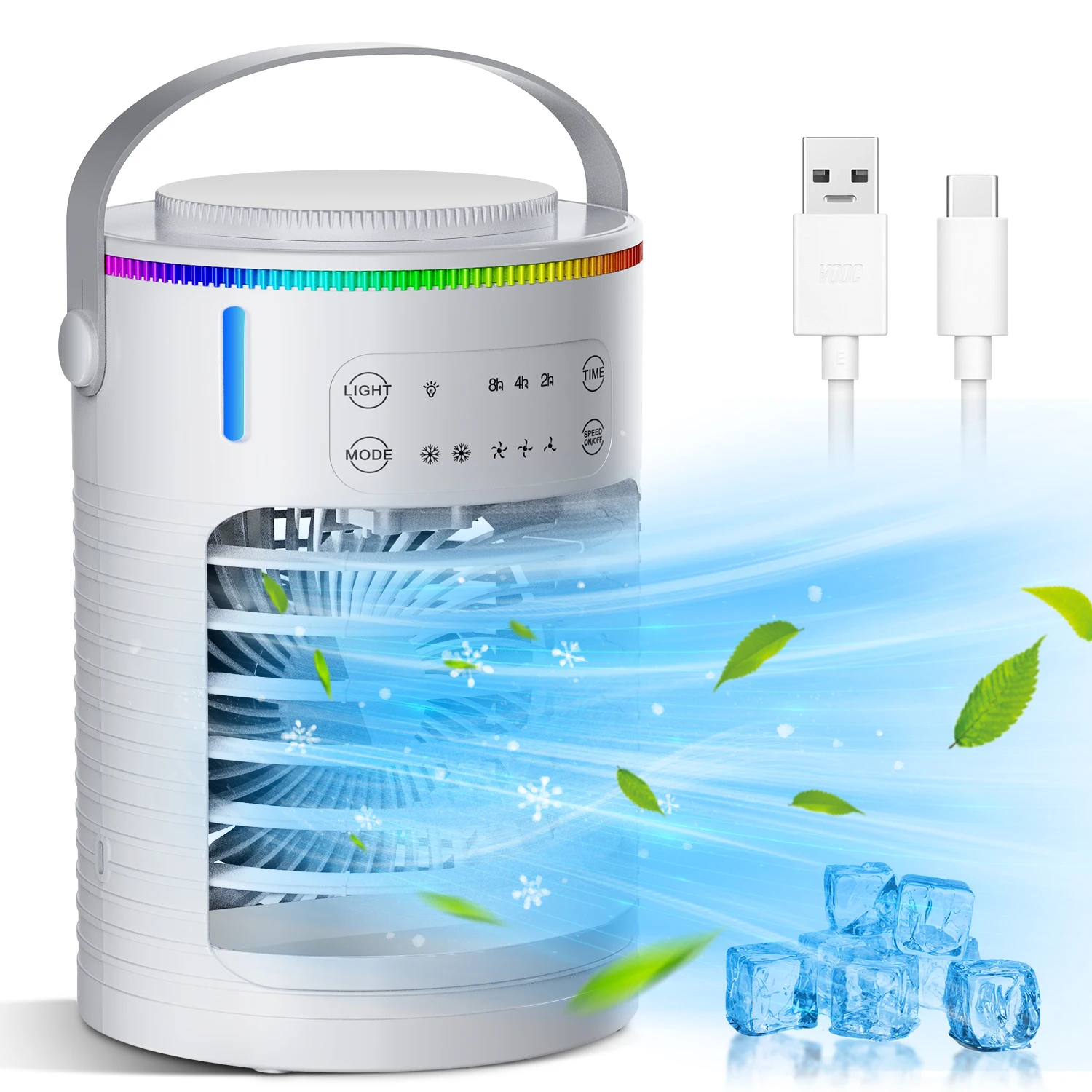 

Portable Water Cooling Fan Small Air Humidifier Air Conditioner Water Mist Cooling 4 Speed Fan With Night Light For Home Office