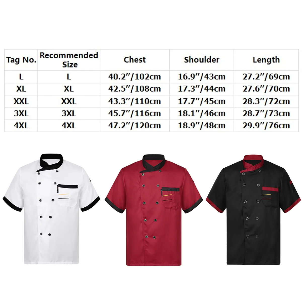 Unisex Chef Jacken Kochen Jacke Restaurant Küche Hotel Arbeits Mantel Kurzarm Catering Koch Uniform Chef Shirt