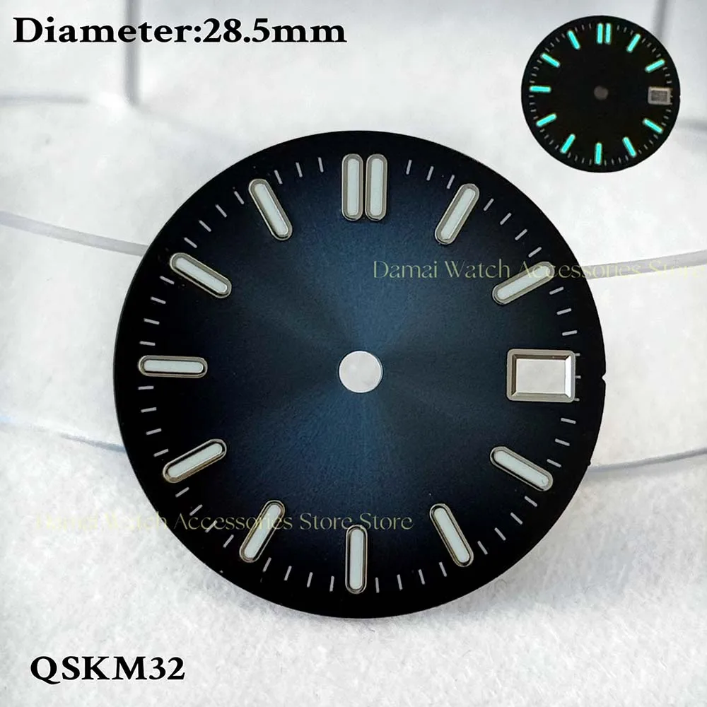 

28.5mm sun pattern blue-green luminous no logo customized dial N H35 watch accessories watch module