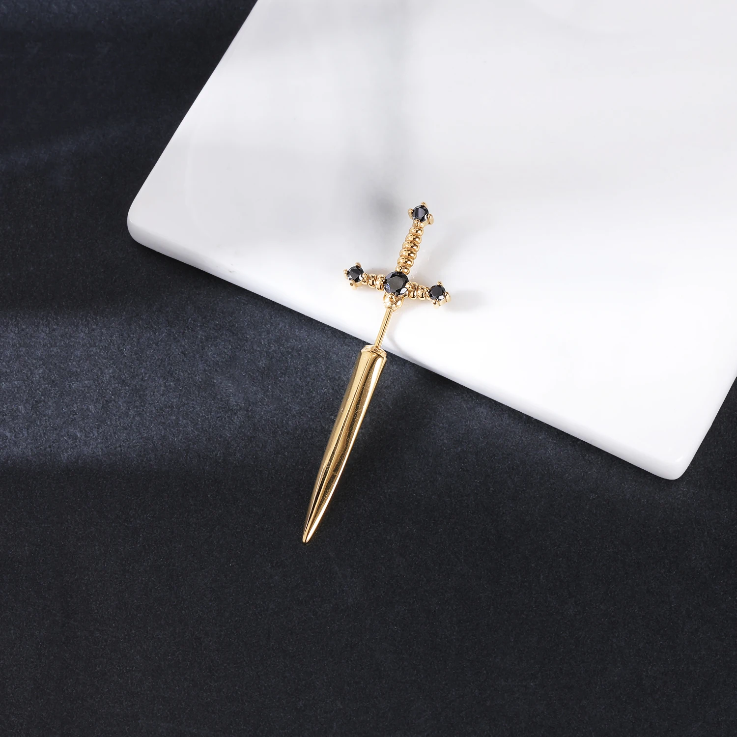 AOEDEJ 18G Sword Studs Earring for Men Punk Ear Stud Stainless Steel Gothic Sword Earrings Jewelry Gift Vintage Dagger Earrings