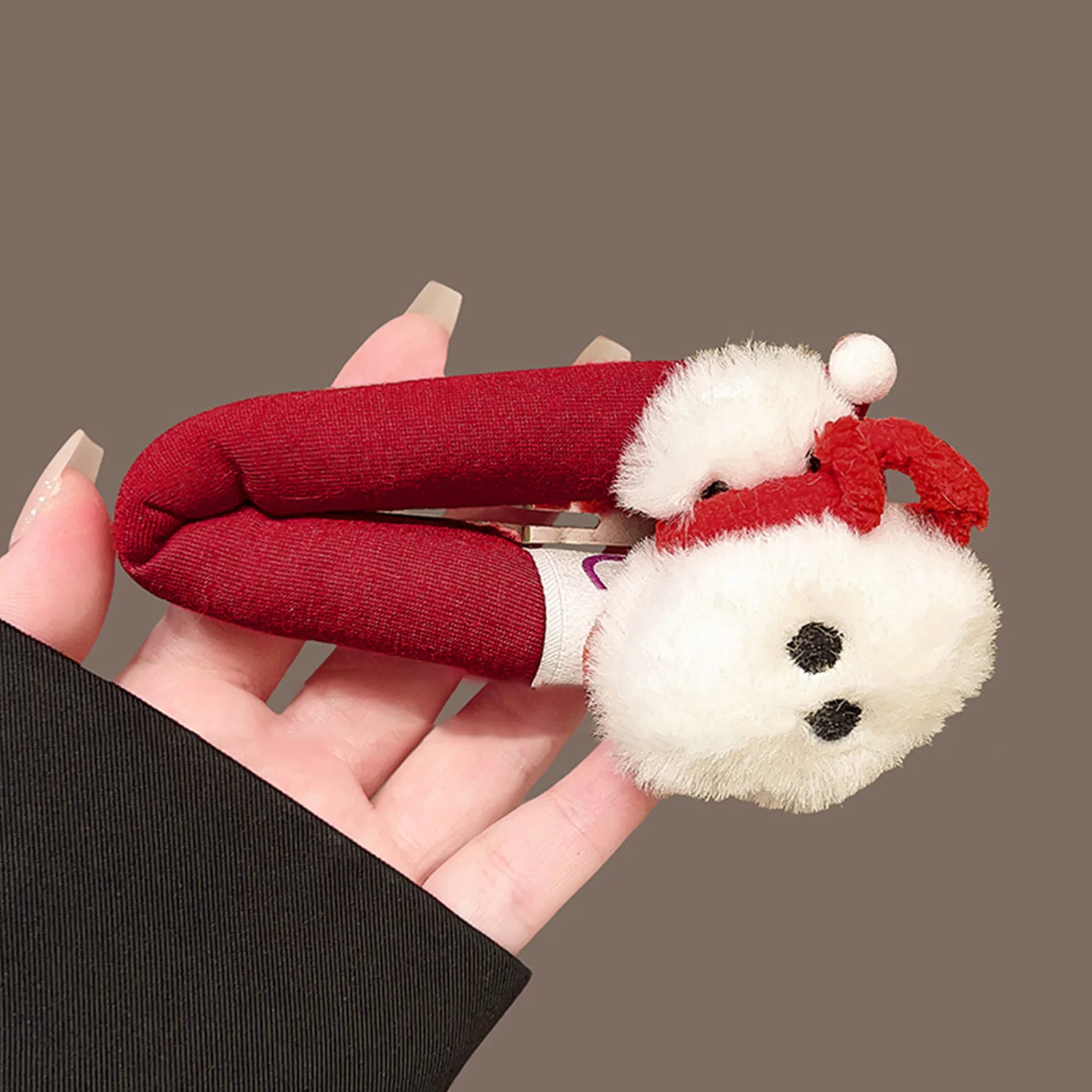 مشبك شعر سانتا كلوز مقاس كبير إكسسوارات شعر جانبية ناعمة منفوشة لحفلات عيد الميلاد والهالوين وهدايا عيد الميلاد