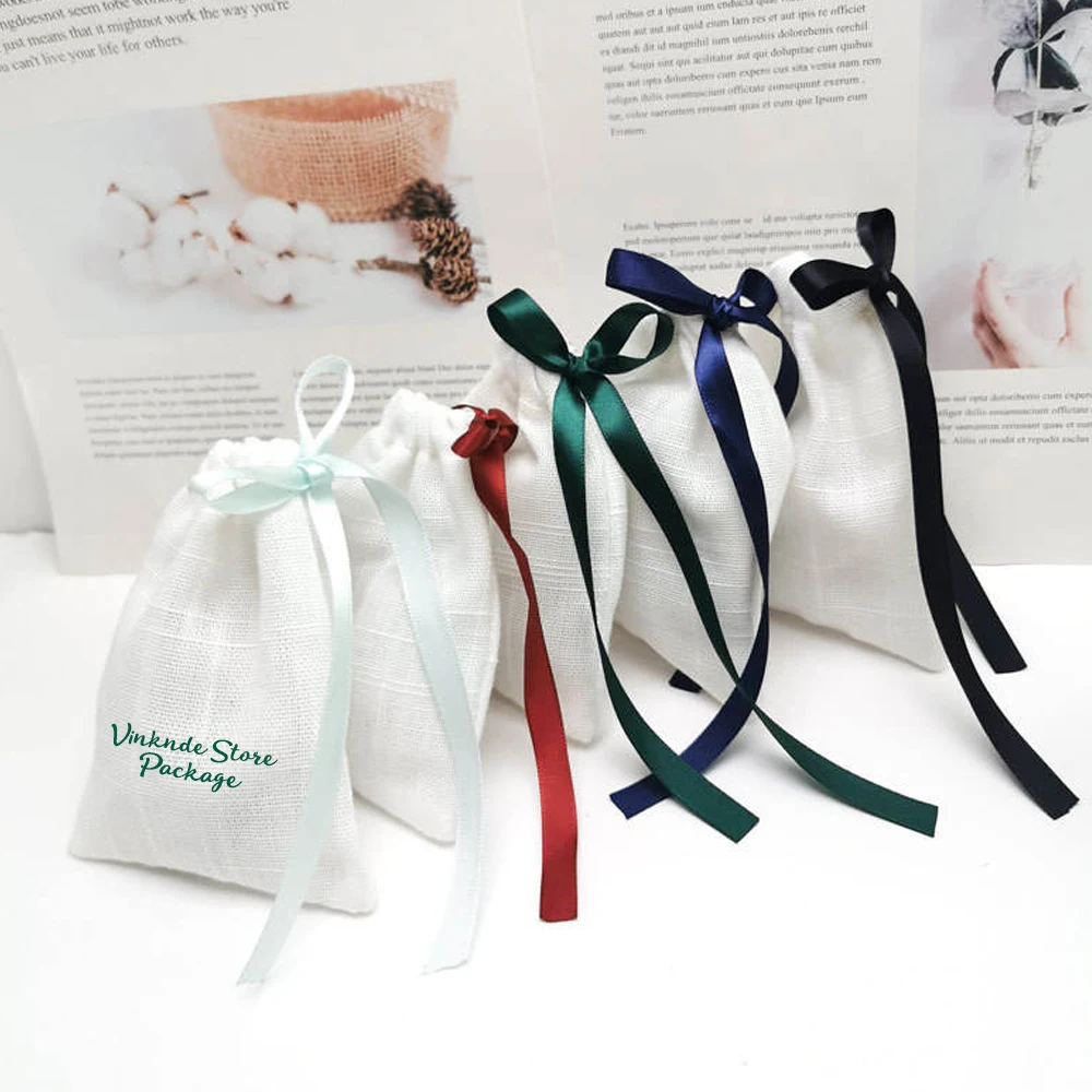 

Customized New Slub Cotton Sack Perfume Bag Linen Cotton Cloth Drawstring Dustproof Storage Bags Jewelry Packing Gift Pouches