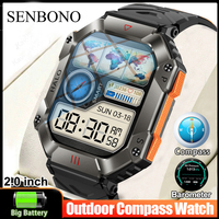 SENBONO Outdoor Sport Smartwatch Men Bluetooth Call Compass Watch Barometer Waterproof 600mAh Men's Smart Watch for Android IOS