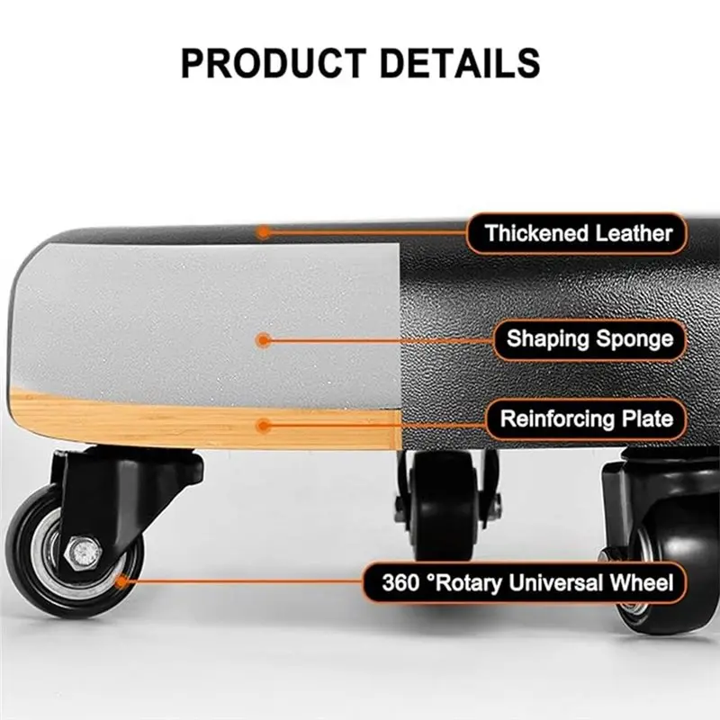 مقعد التزلج على الجليد الطازج مستقر ومقاوم للسقوط منخفض الارتفاع المتداول مع عجلات عالمية للمنزل والمكتب واللياقة البدنية المرآب #2